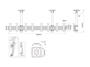 Multibrackets M Menu Board Pro 4-Screen Ceiling Mount For 32"-43" Screen | 200x200 VESA Ceiling Mount Bracket Multibrackets