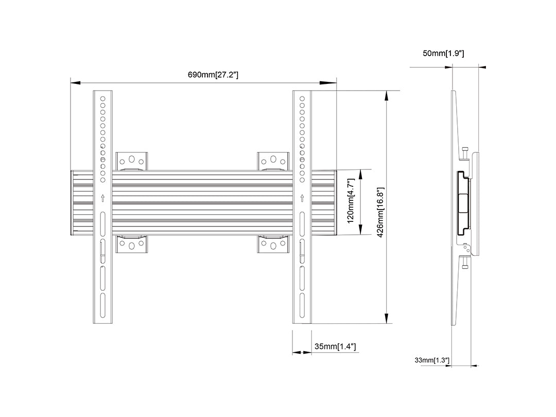 Multibrackets MBW1U Fixed M Wallmount Pro - (40"-75") Wall Mount Bracket Multibrackets