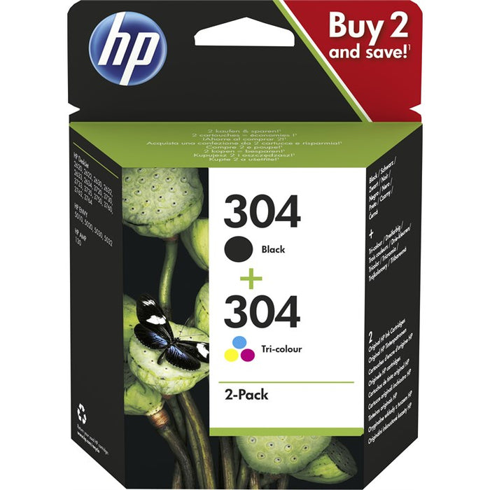 HP 304 2-Pack Black/Tri-Color Original Ink Cartridges
