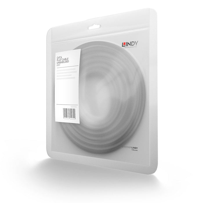 Lindy 3m Cat.6 U/UTP Flat Network Cable, Grey | 47493 Network Cable Lindy