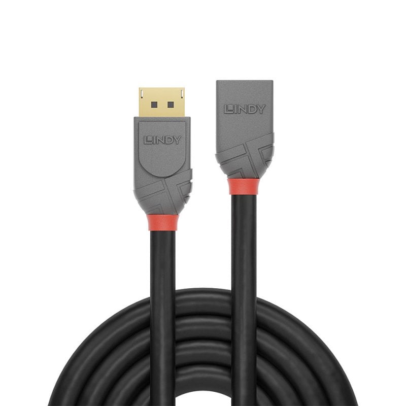Lindy 3m DisplayPort 1.4 Extension Cable, Anthra Line | 36498 Audio / Video Cable Lindy