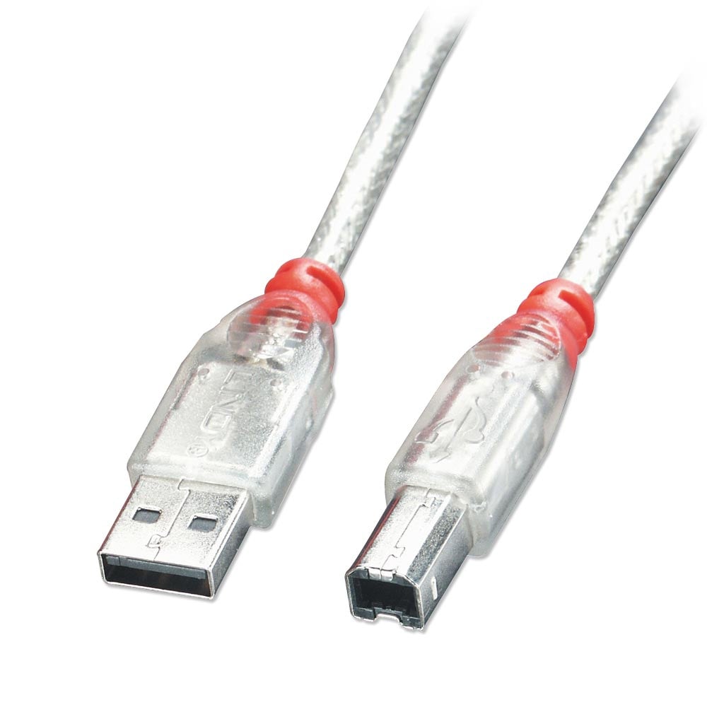 Lindy 3m USB 2.0 Cable - Type A To B, Transparent | 41754 USB Cable Lindy