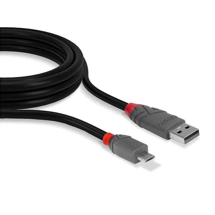 Lindy 3m USB 2.0 Type A to Micro-B Cable, Anthra Line | 36734 USB Cable Lindy