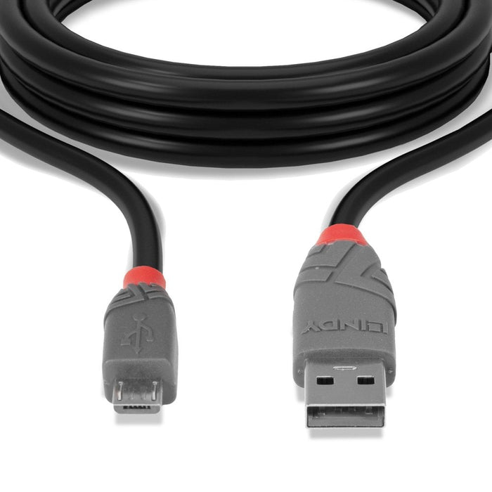 Lindy 3m USB 2.0 Type A to Micro-B Cable, Anthra Line | 36734 USB Cable Lindy