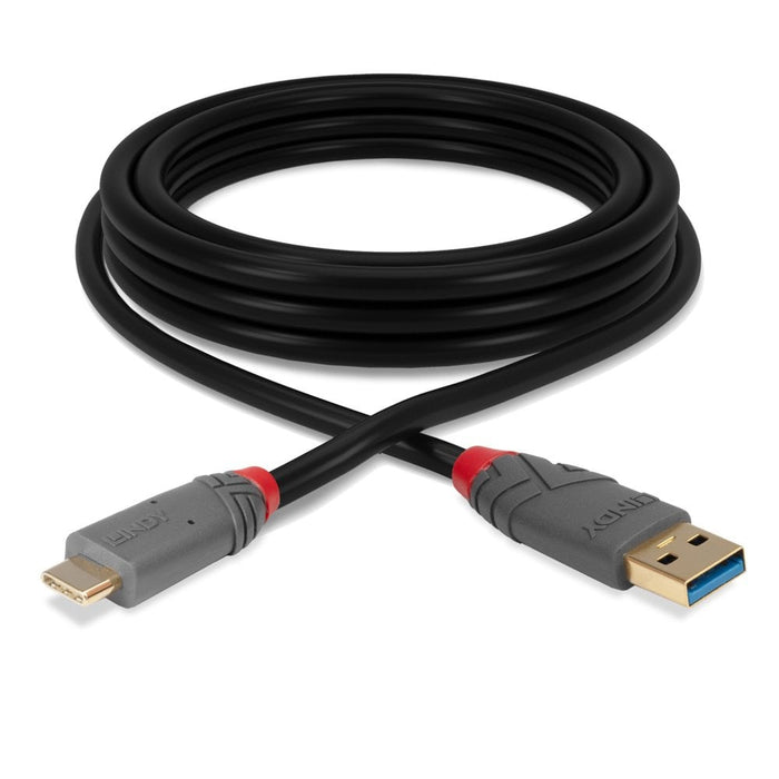 Lindy 3m USB 3.2 Type A to C Cable, 10Gbps, Anthra Line | 36919 USB Cable Lindy