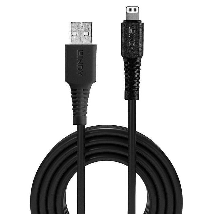 Lindy 3m USB to Lightning Cable, Black | 31322 USB Cable Lindy