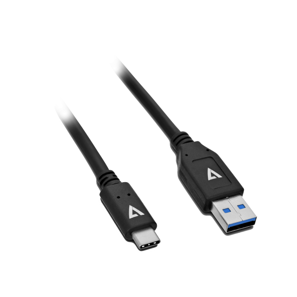 V7 USB A Male to USB-C Male Cable USB 2.0 480 Mbps 3A 1m/3.3ft Black - V7U2C-1M-BLK-1E