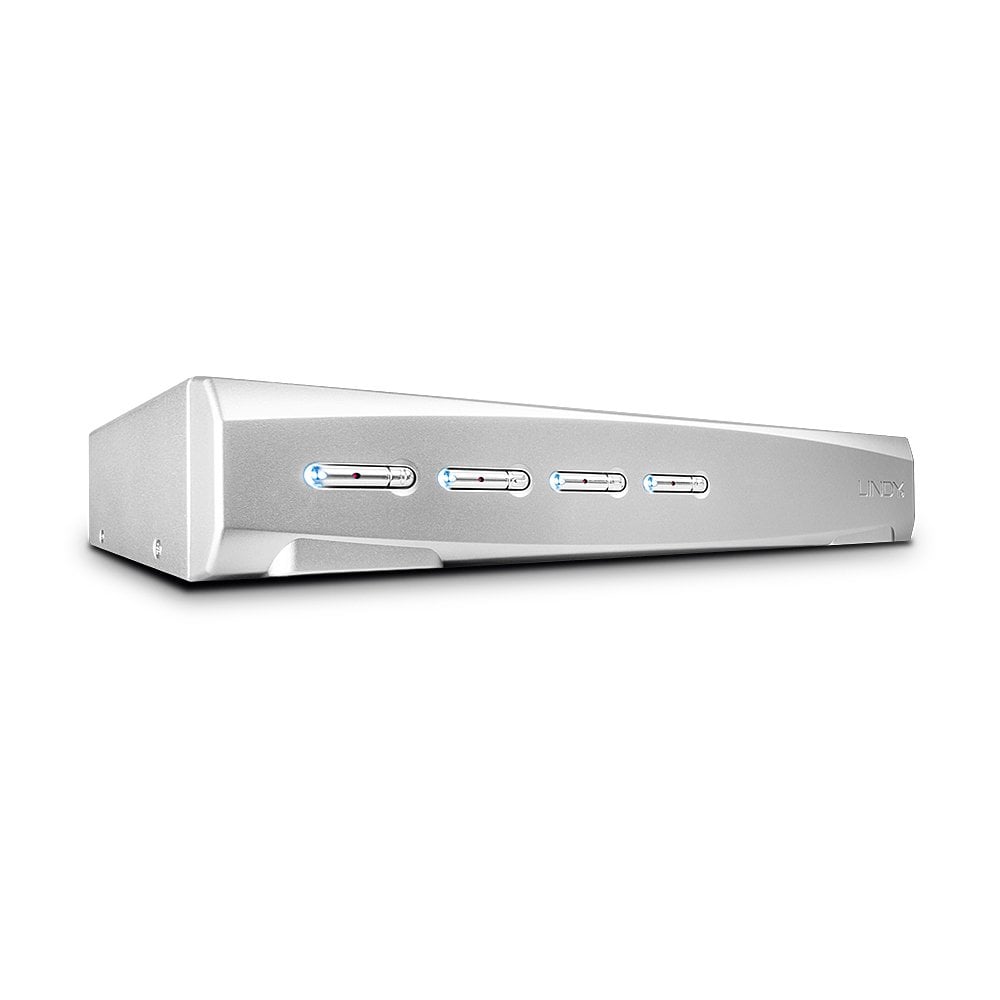 Lindy 4 Port DVI-I Single Link, USB 2.0 & Audio KVM Switch Pro - 39337 Switches Lindy