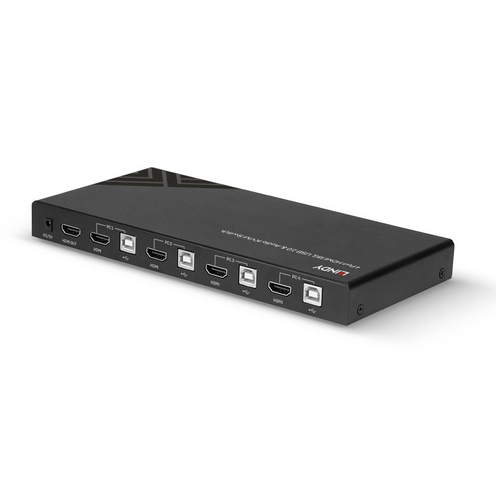 Lindy 4 Port HDMI 4K60, USB 2.0 & Audio KVM Switch | 32810 Switches Lindy