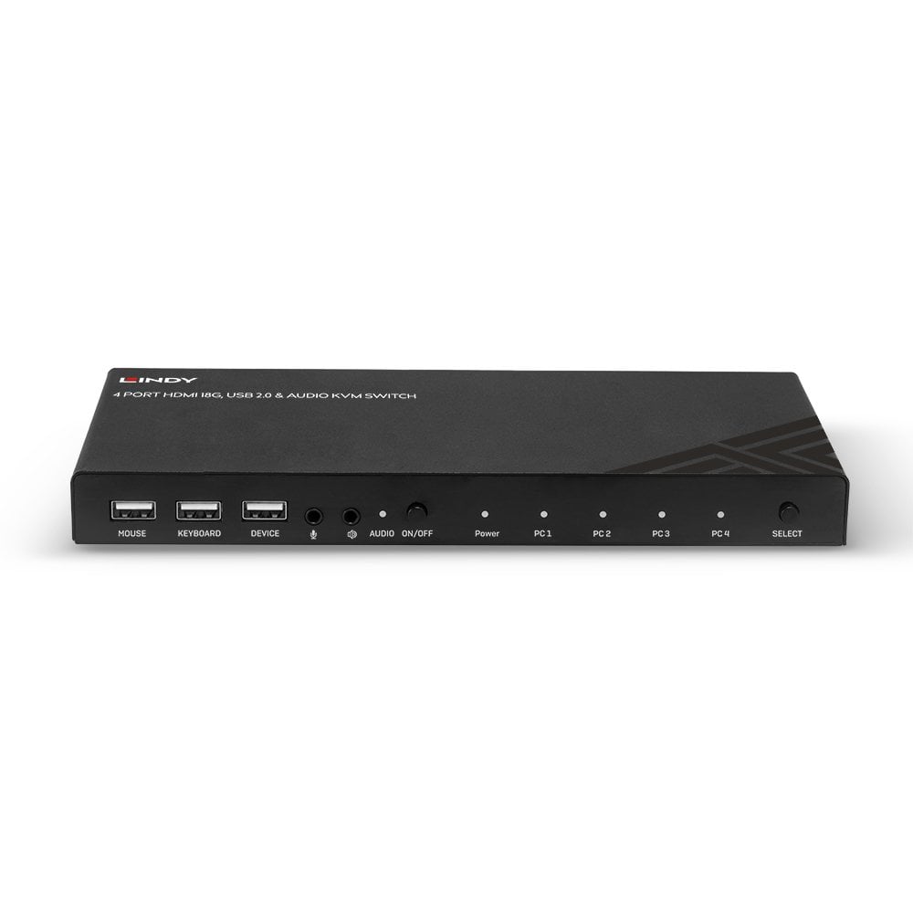 Lindy 4 Port HDMI 4K60, USB 2.0 & Audio KVM Switch | 32810 Switches Lindy