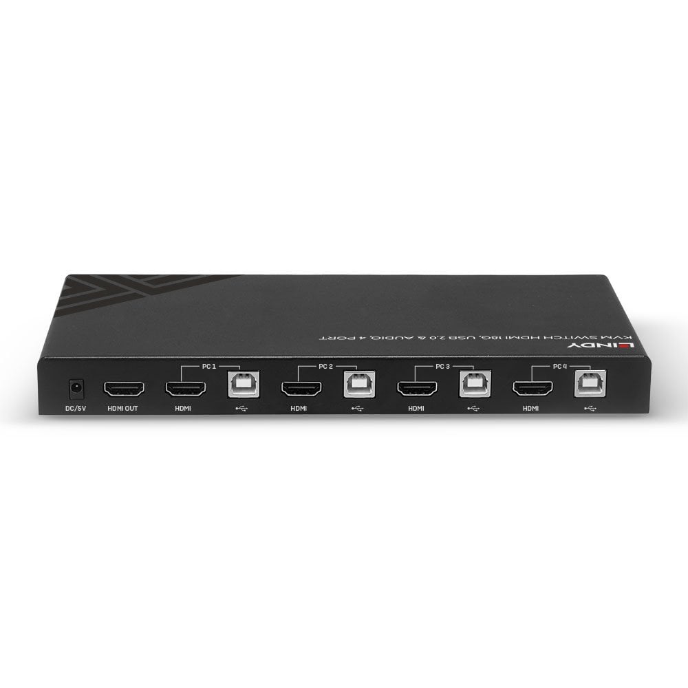 Lindy 4 Port HDMI 4K60, USB 2.0 & Audio KVM Switch | 32810 Switches Lindy