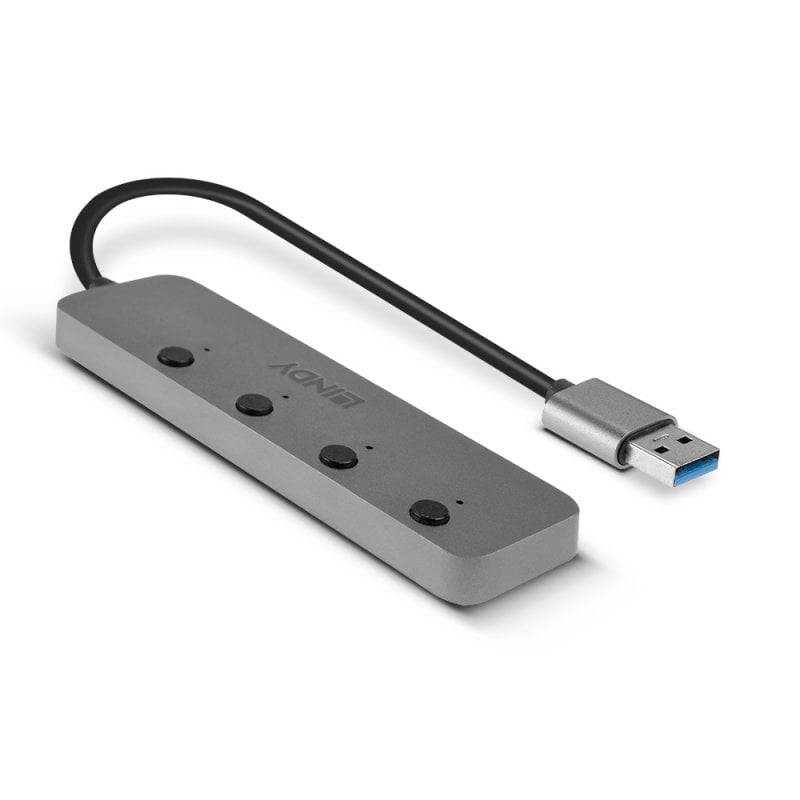 Lindy 4 Port USB 3.0 Hub with On/Off Switches | 43309 USB Hub & Docking Station Lindy