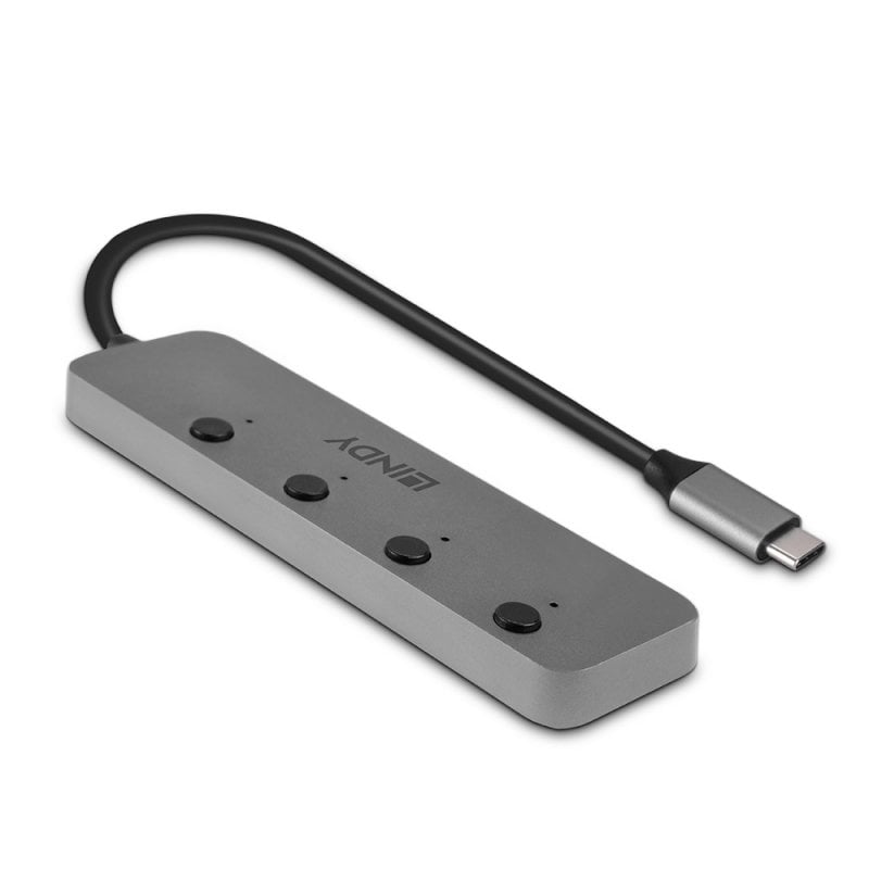 Lindy 4 Port USB 3.2 Type C Hub with On/Off Switches | 43383 USB Hub & Docking Station Lindy
