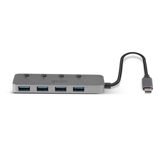 Lindy 4 Port USB 3.2 Type C Hub with On/Off Switches | 43383 USB Hub & Docking Station Lindy