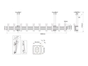Multibrackets M Menu Board Pro 5-Screen Ceiling Mount For 32"-43" Screen | VESA 200x200 Ceiling Mount Bracket Multibrackets
