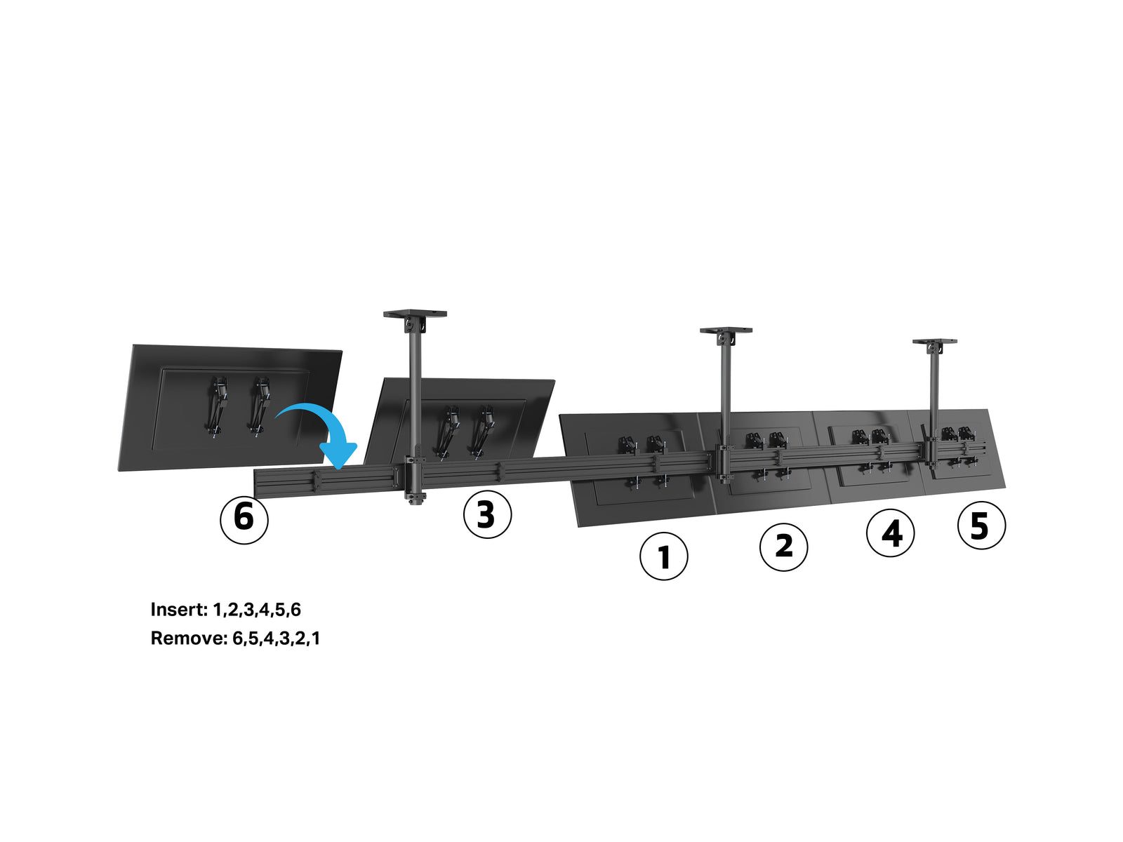 Multibrackets M Menu Board Pro 6-Screen Ceiling Mount For 32"-43" Screen | VESA 200x200 Ceiling Mount Bracket Multibrackets