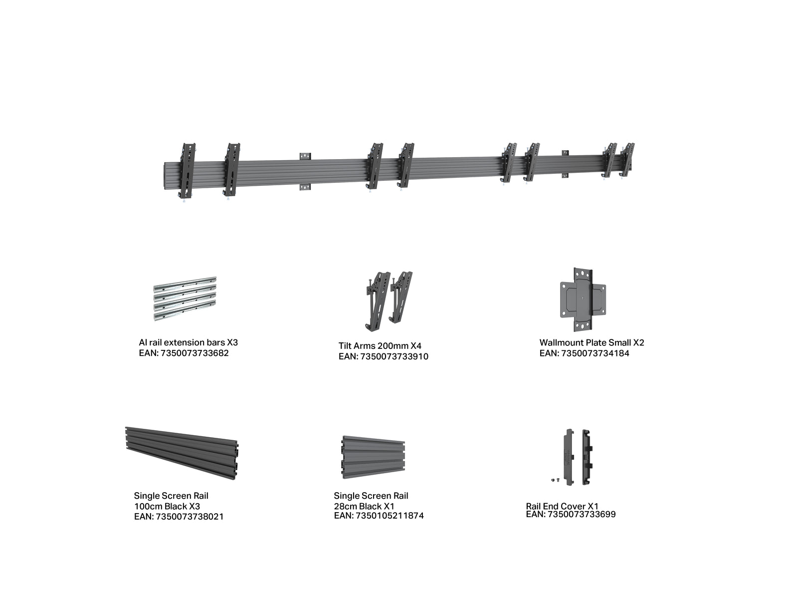 Multibrackets M Menu Board Pro 4-Screen Wall Mount For 32"-43" Screen | VESA 200x200 Wall Mount Bracket Multibrackets