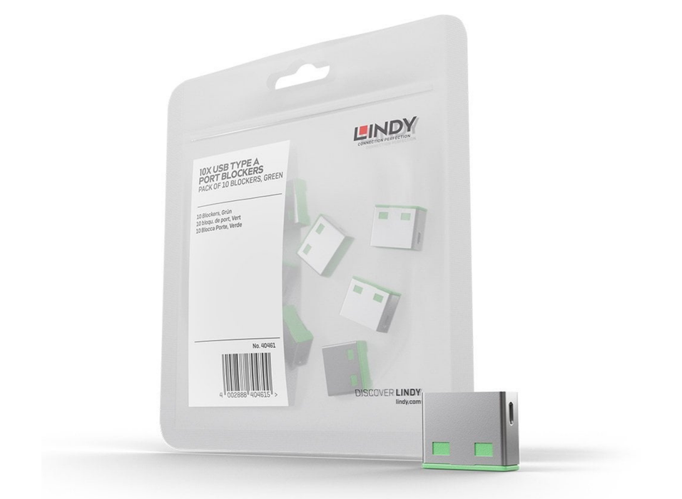 Lindy USB-A Port Blocker Extra Lock Pack, Green (10x Locks) | 40461 Port Blockers Lindy