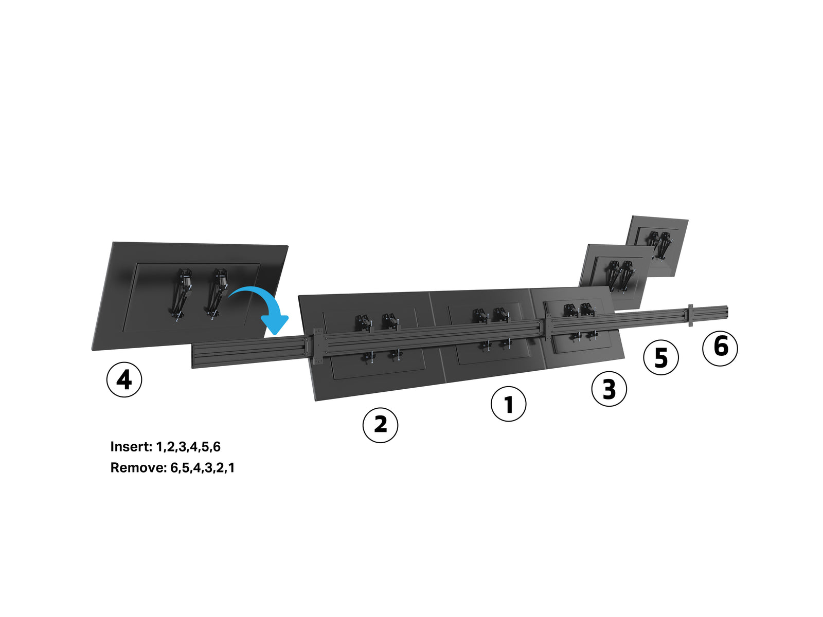 Multibrackets M Menu Board Pro 6-Screen Wall Mount For 32"-43" Screen | VESA 200x200 Wall Mount Bracket Multibrackets