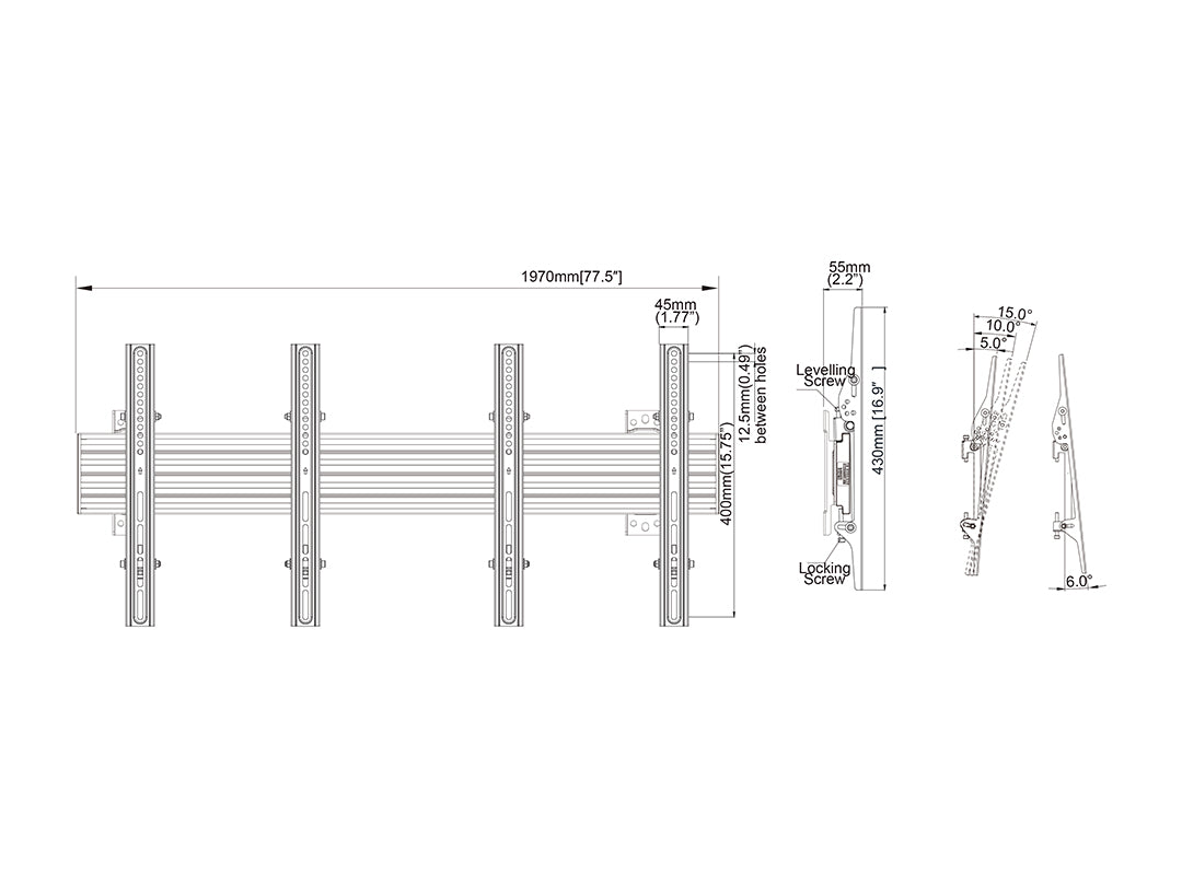 Multibrackets MBW2U Tilt 40"-65" Pro Series Wall Mount For 2 Screen Wall Mount Bracket Multibrackets