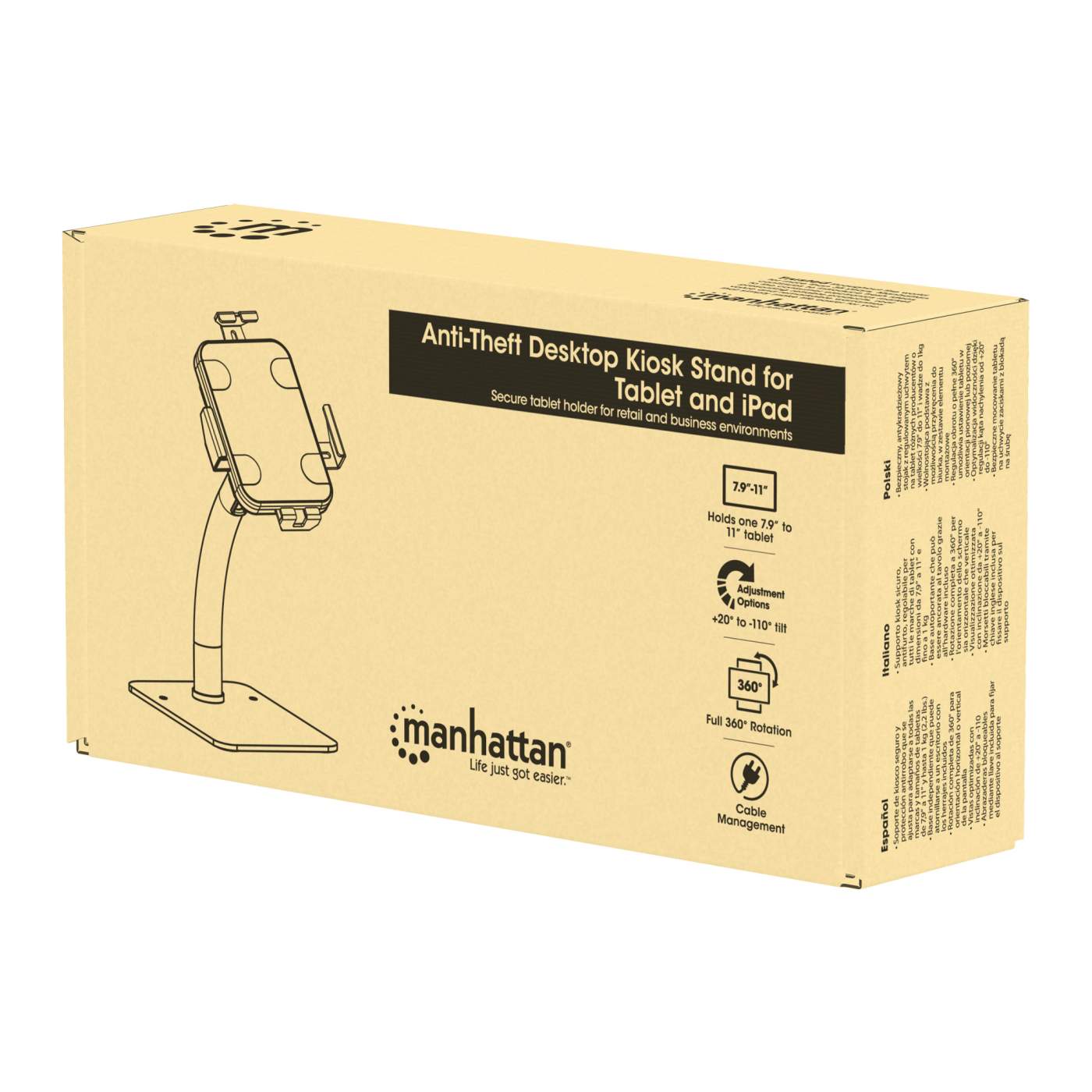 Manhattan 406352 Anti-Theft Desktop Kiosk Stand For Tablet And iPad Tablet Mount Manhattan