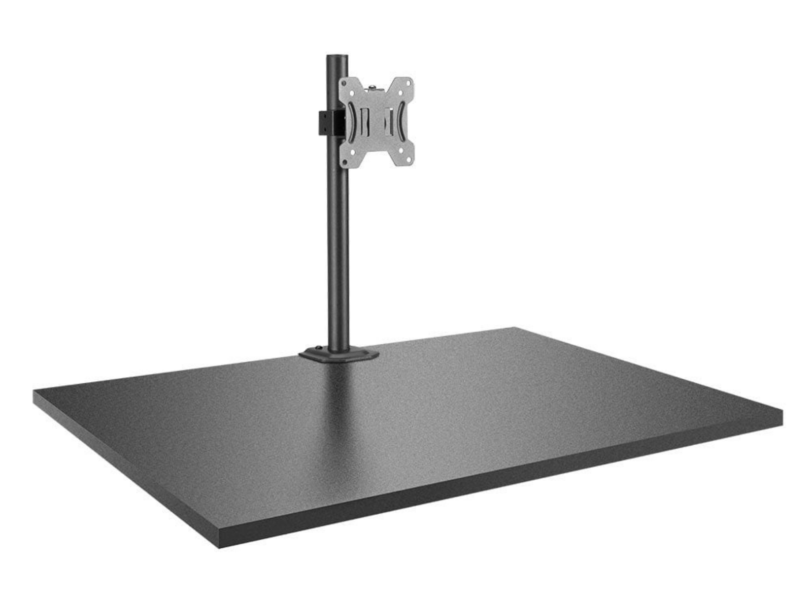 Lindy Single Display Short Bracket with Pole and Desk Clamp For 17" - 28" Screens | 40656 Monitor Arm Desk Mount Lindy