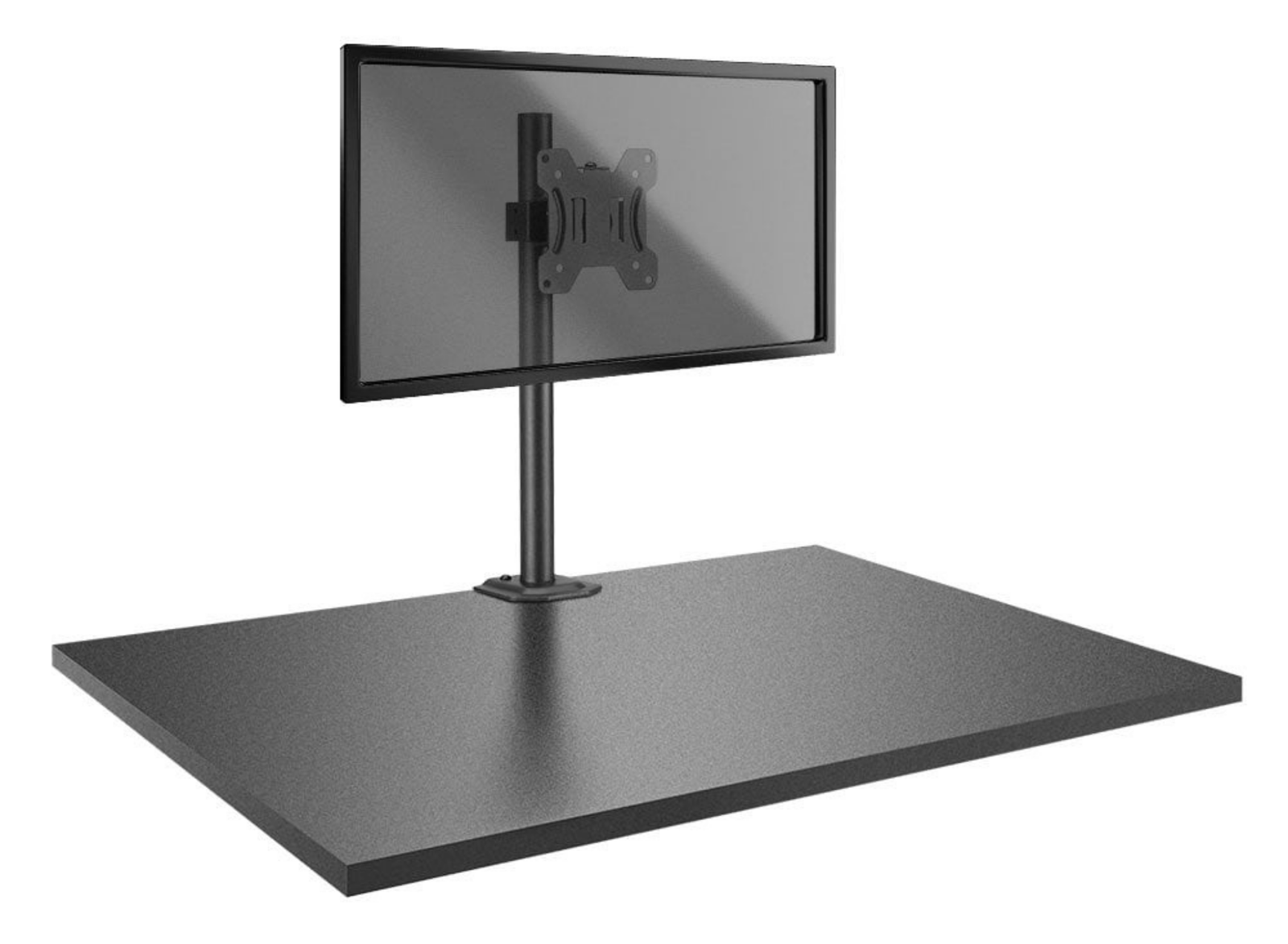 Lindy Single Display Short Bracket with Pole and Desk Clamp For 17" - 28" Screens | 40656 Monitor Arm Desk Mount Lindy