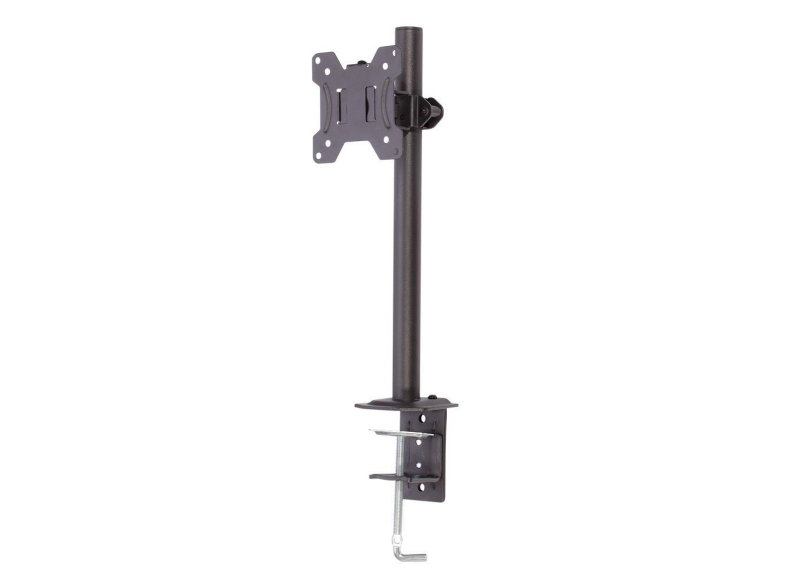 Lindy Single Display Short Bracket with Pole and Desk Clamp For 17" - 28" Screens | 40656 Monitor Arm Desk Mount Lindy