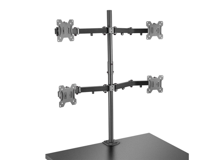 Lindy Quad Display Bracket with Pole and Desk Clamp For 17"-28" Screens | 40659 Monitor Arm Desk Mount Lindy
