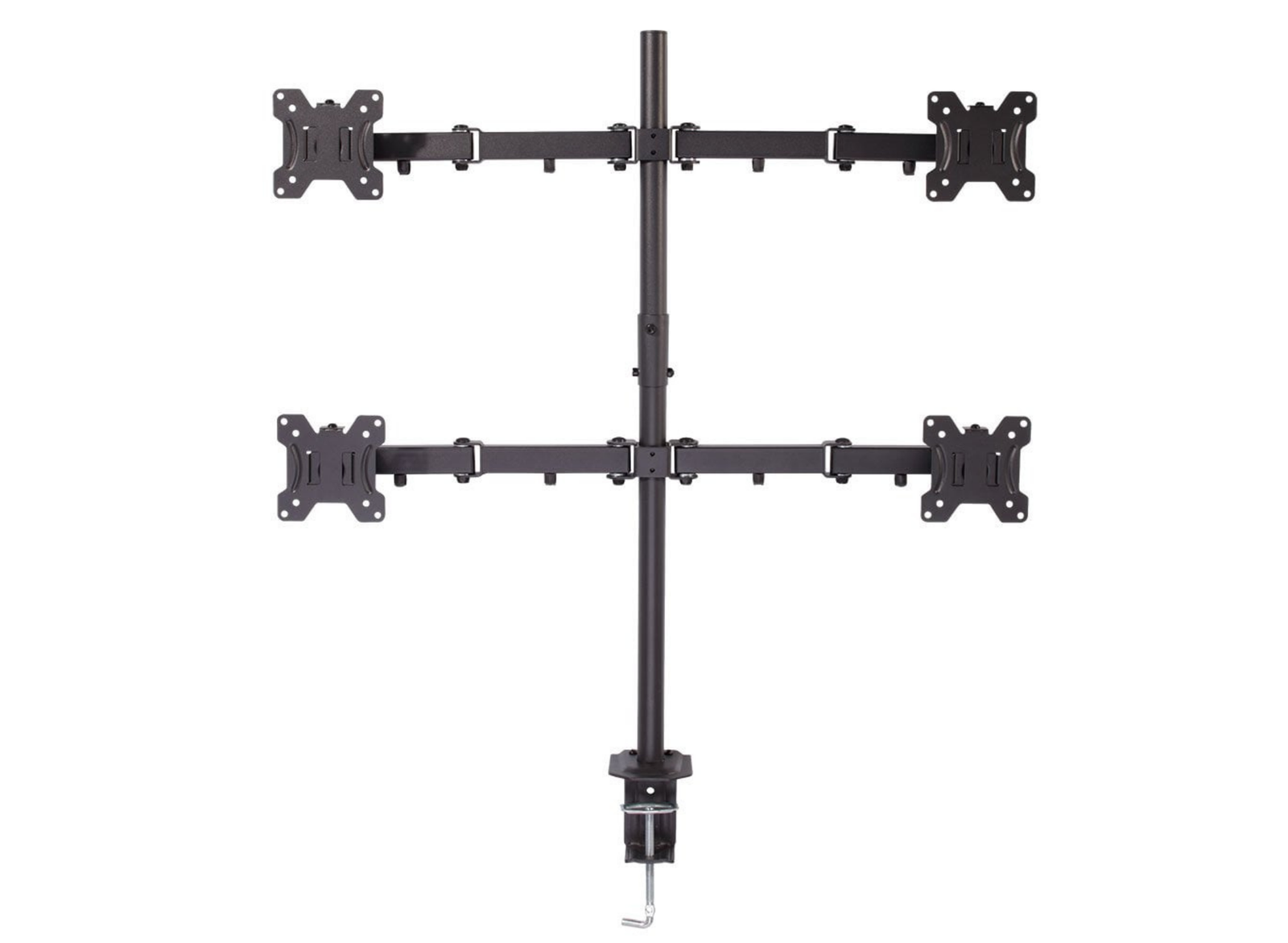 Lindy Quad Display Bracket with Pole and Desk Clamp For 17"-28" Screens | 40659 Monitor Arm Desk Mount Lindy