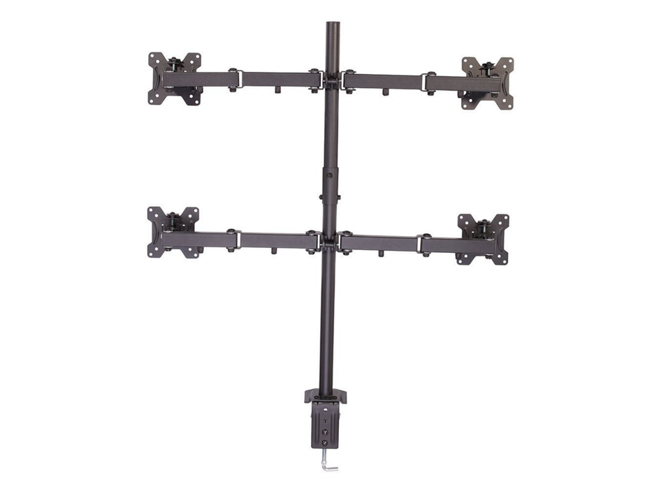 Lindy Quad Display Bracket with Pole and Desk Clamp For 17"-28" Screens | 40659 Monitor Mounts & Stands Lindy