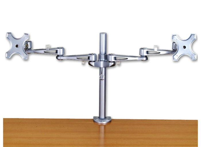Lindy Dual Adjustable LCD Arms for up to 10kg, Silver | 40697 Monitor Arm Desk Mount Lindy