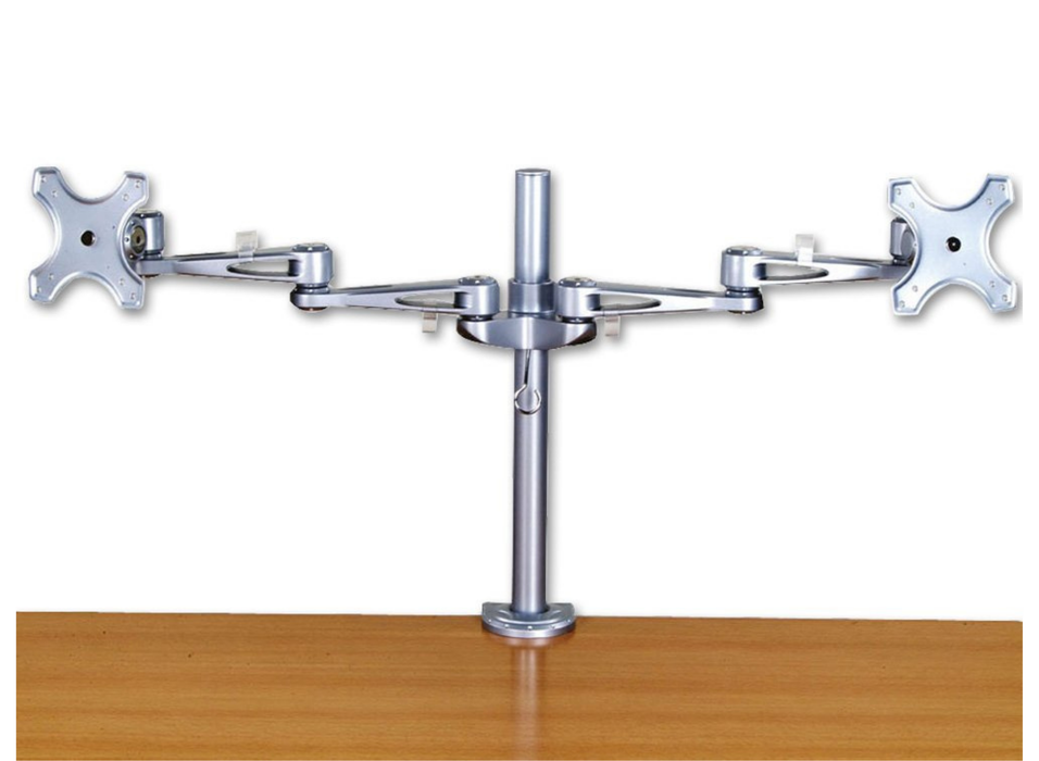Lindy Dual Adjustable LCD Arms for up to 10kg, Silver | 40697 Monitor Mounts & Stands Lindy