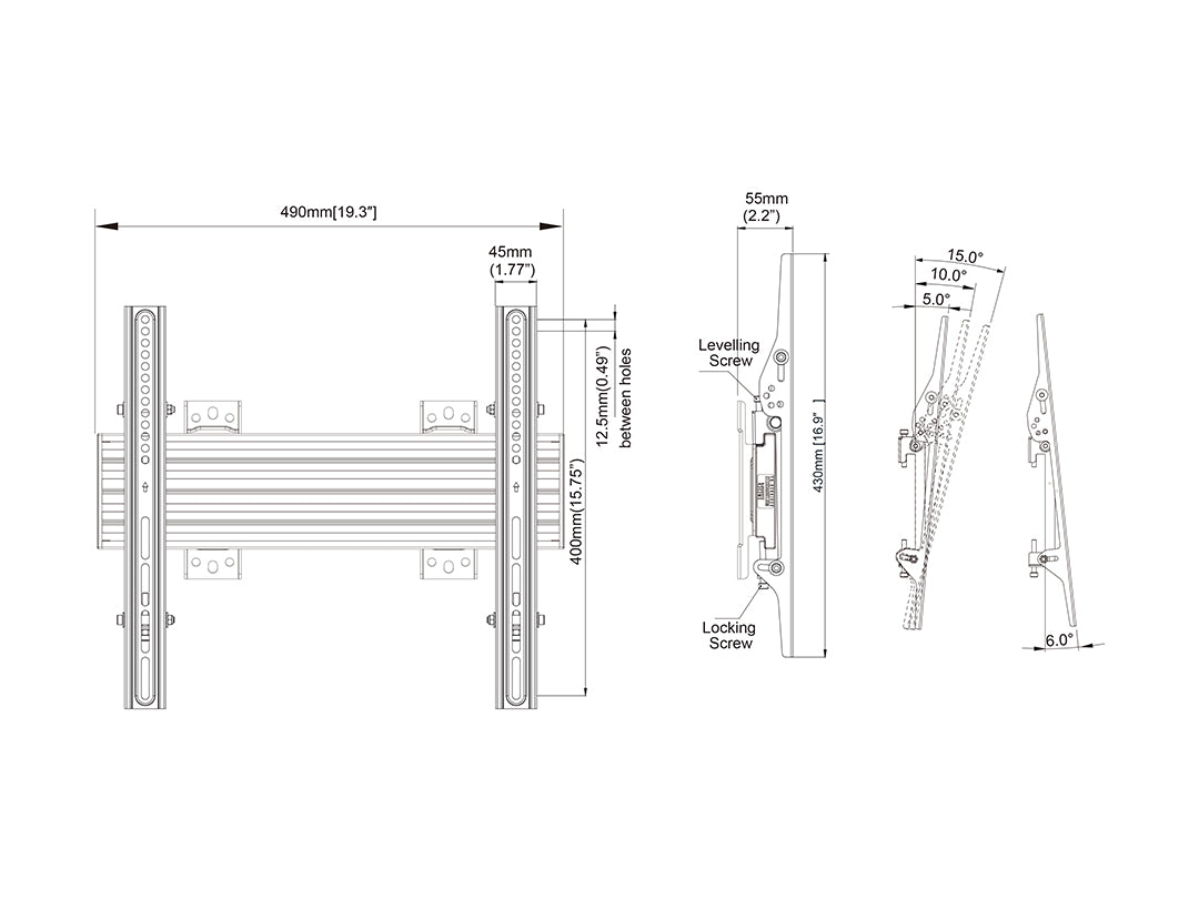 Multibrackets MBW1U Tilt 40"-65" Pro Series Wall Mount For 1 Screen Wall Mount Bracket Multibrackets