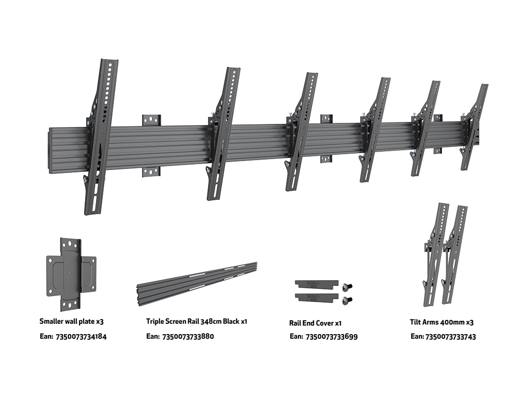 Multibrackets MBW3U Tilt 40"-75" Pro Series Wall Mount For 3 Screens Wall Mount Bracket Multibrackets