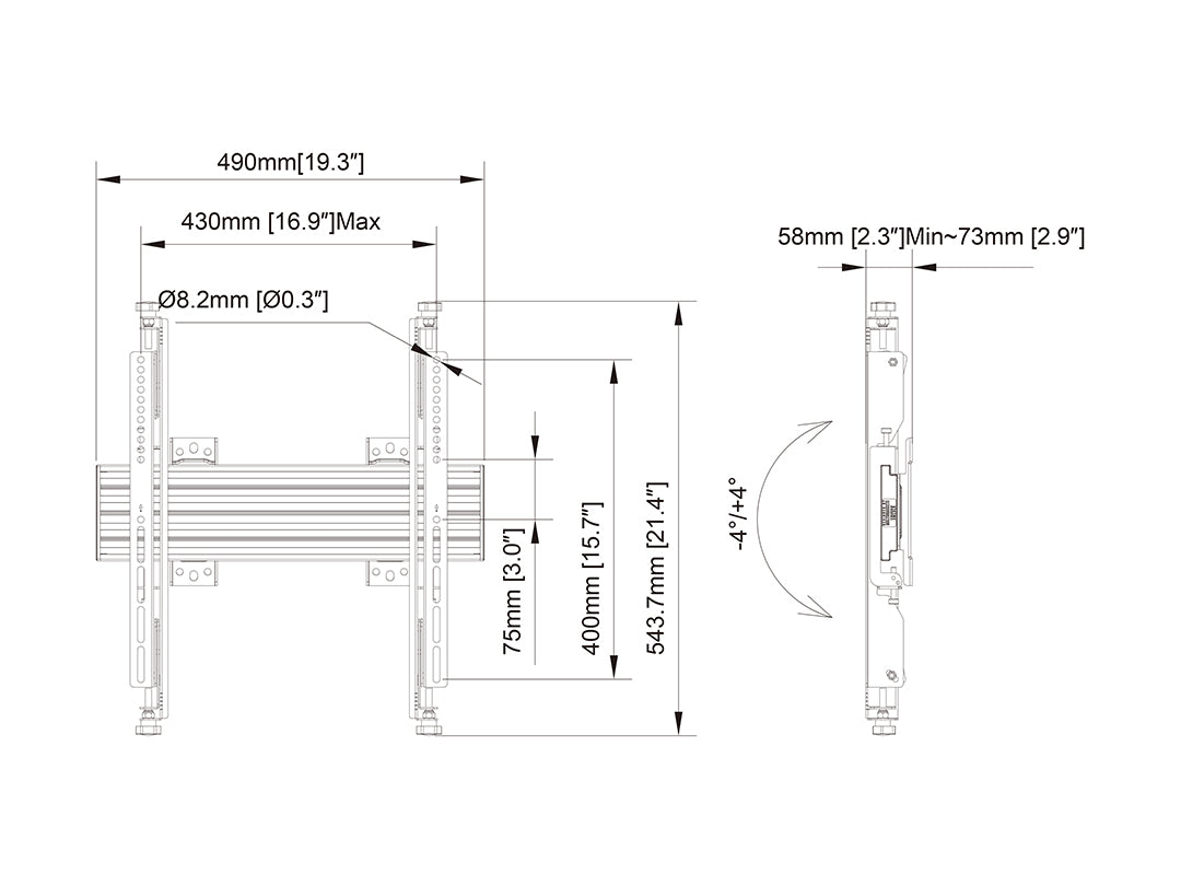 Multibrackets MBW1U Micro Adjustable M Wallmount Pro - (32"-65") Wall Mount Bracket Multibrackets