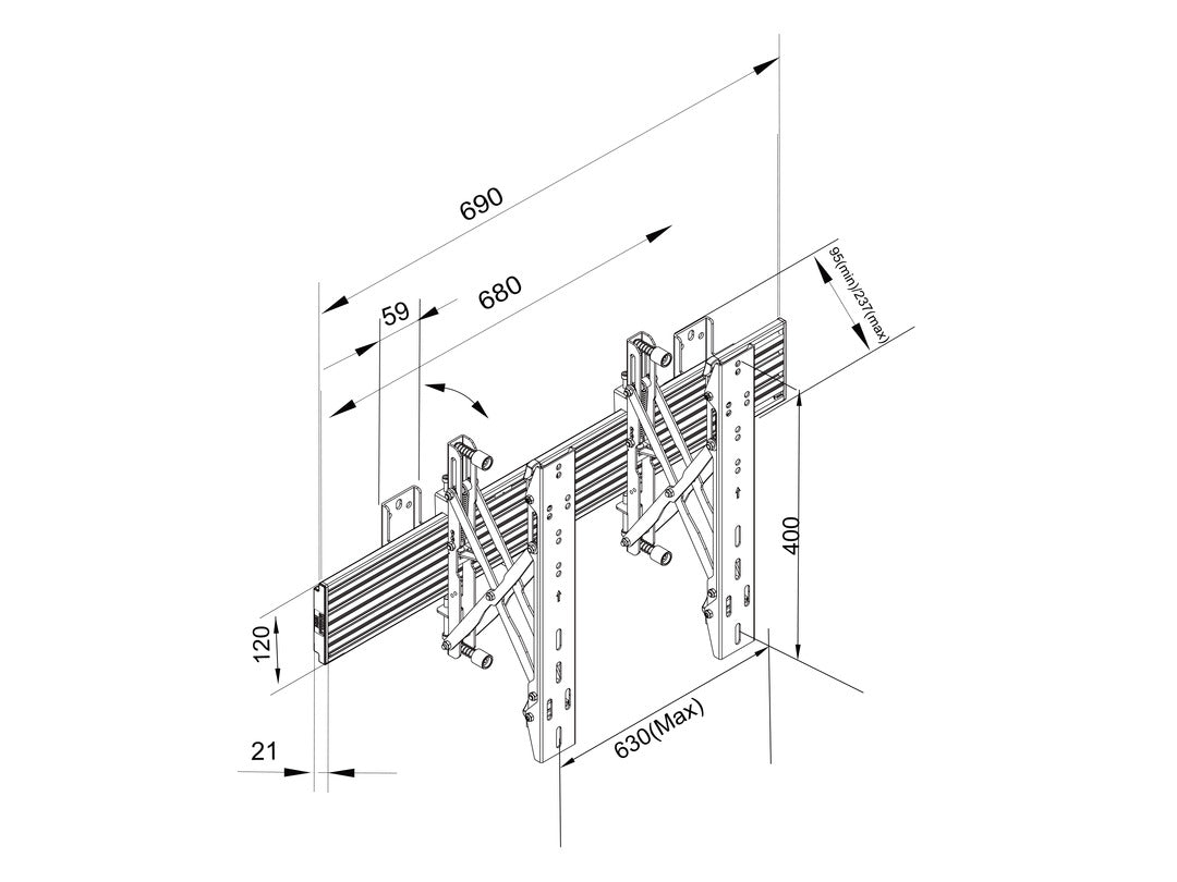 Multibrackets MBW1U Push In Pop Out M Wallmount Pro - (40" - 75") Wall Mount Bracket Multibrackets