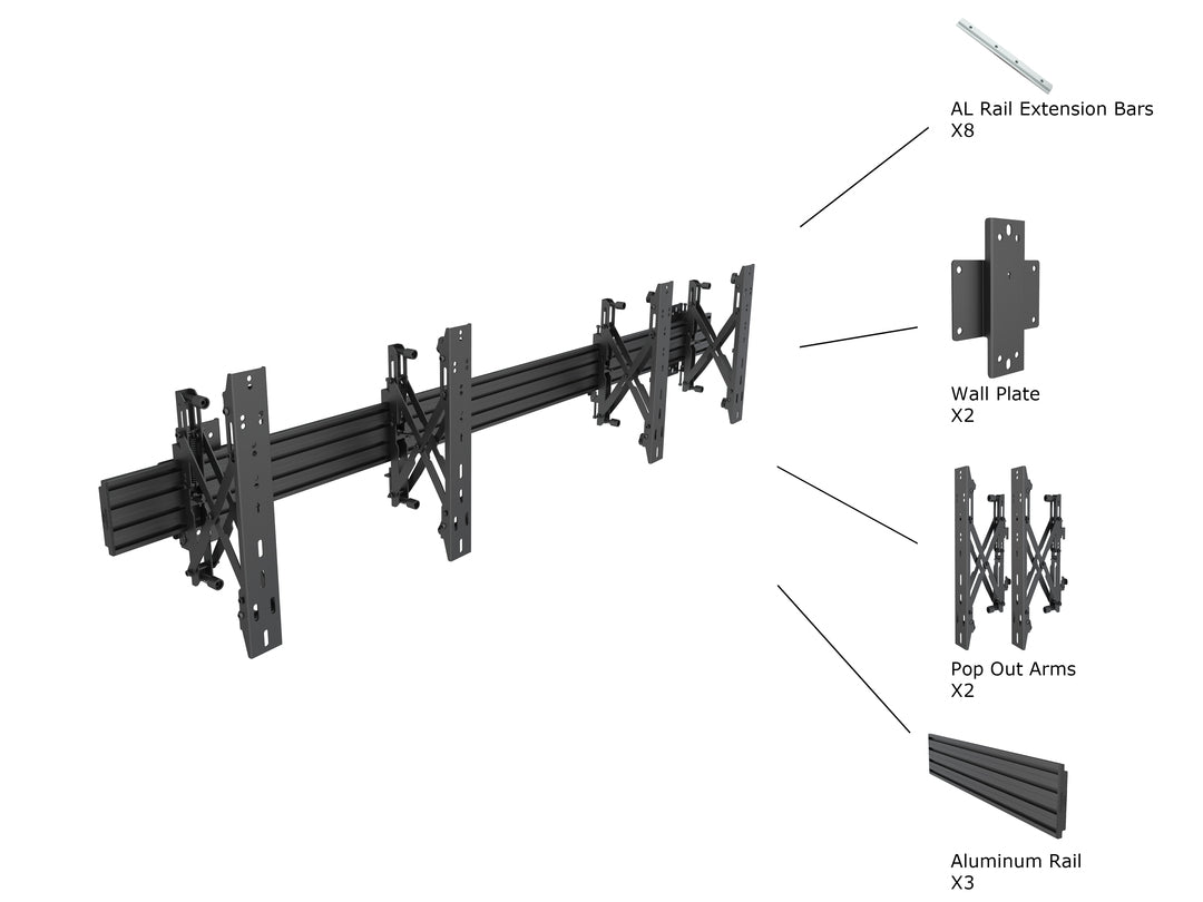 Multibrackets MBW2U Push In Pop Out M Wallmount Pro - (40" - 75") Wall Mount Bracket Multibrackets