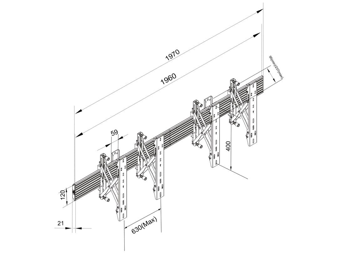 Multibrackets MBW2U Push In Pop Out M Wallmount Pro - (40" - 75") Wall Mount Bracket Multibrackets