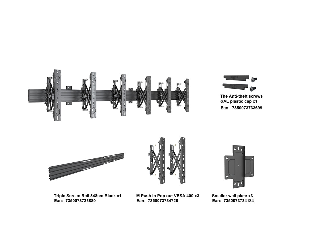 Multibrackets MBW3X1U Push In Pop Out M Wallmount Pro - (40" - 65") Wall Mount Bracket Multibrackets