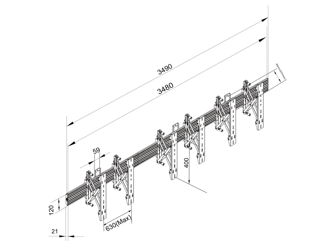 Multibrackets MBW3X1U Push In Pop Out M Wallmount Pro - (40" - 65") Wall Mount Bracket Multibrackets