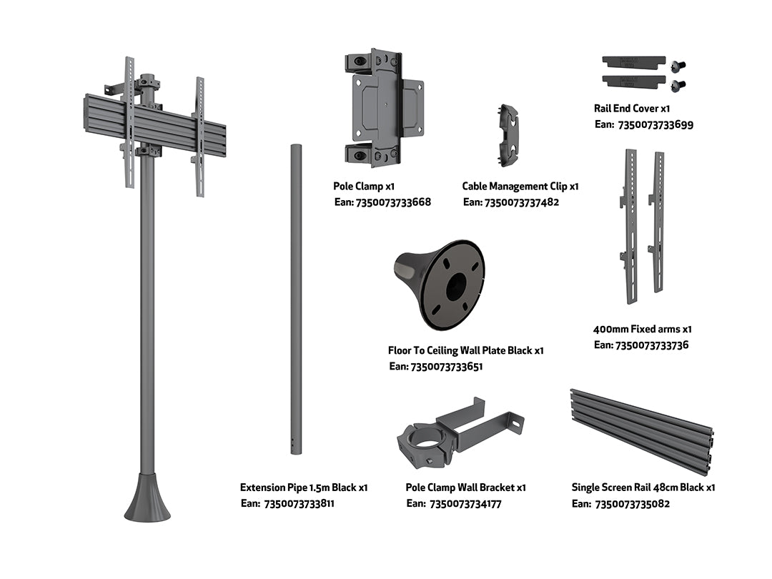Multibrackets MB4141 M Floor to Wall Mount Pro Display Mount - Up to 40"-65" Display Floor Stand Multibrackets