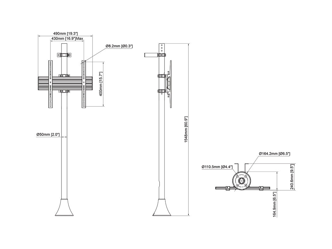 Multibrackets MB4141 M Floor to Wall Mount Pro Display Mount - Up to 40"-65" Display Floor Stand Multibrackets
