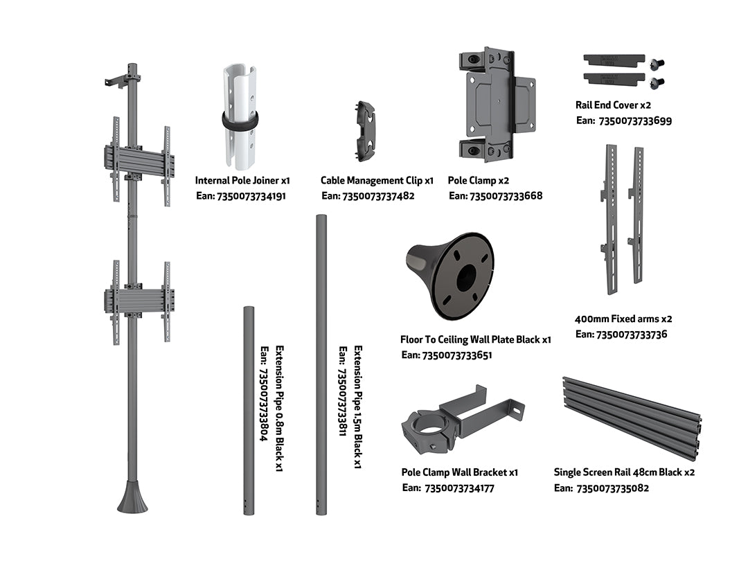 Multibrackets MBFW2U M Floor to Wall Mount Pro - Up to 40"-65" Screen Wall Mount Bracket Multibrackets