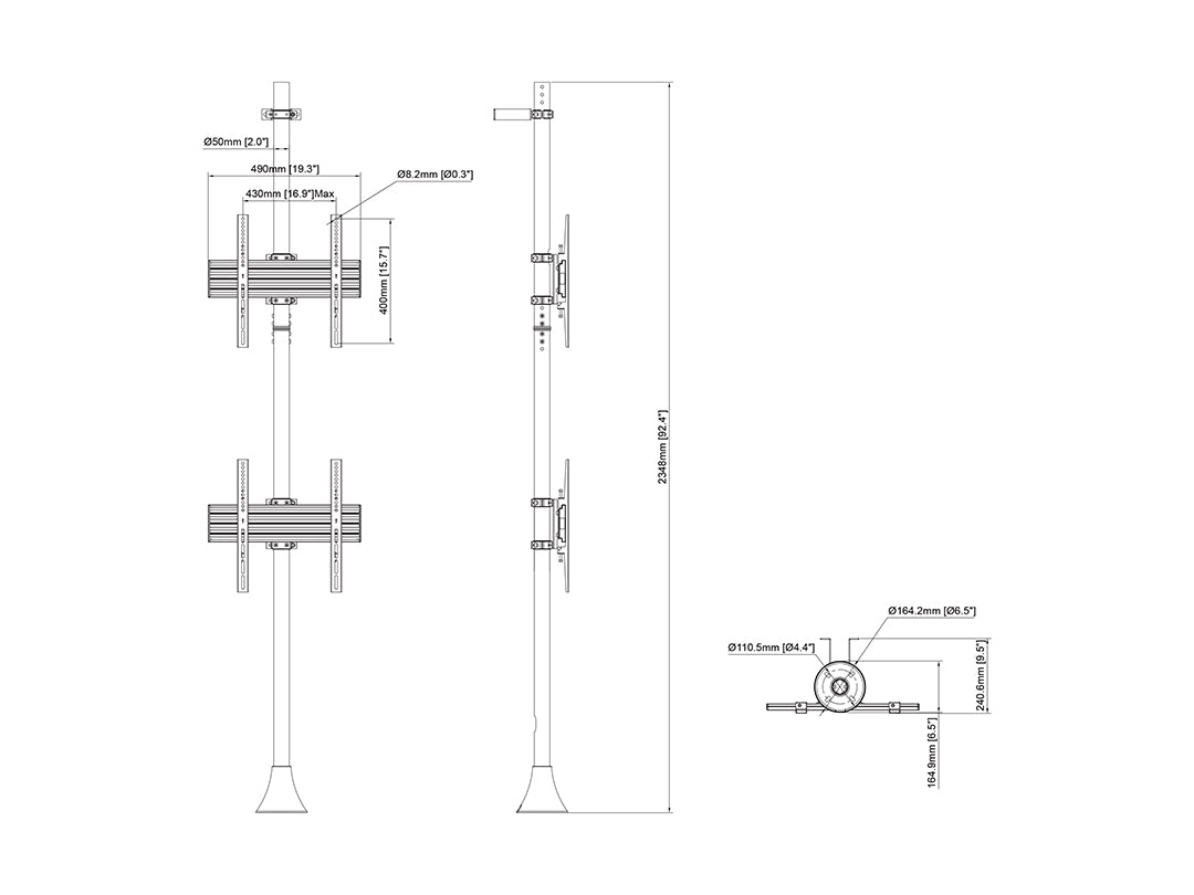Multibrackets MBFW2U M Floor to Wall Mount Pro - Up to 40"-65" Screen Wall Mount Bracket Multibrackets