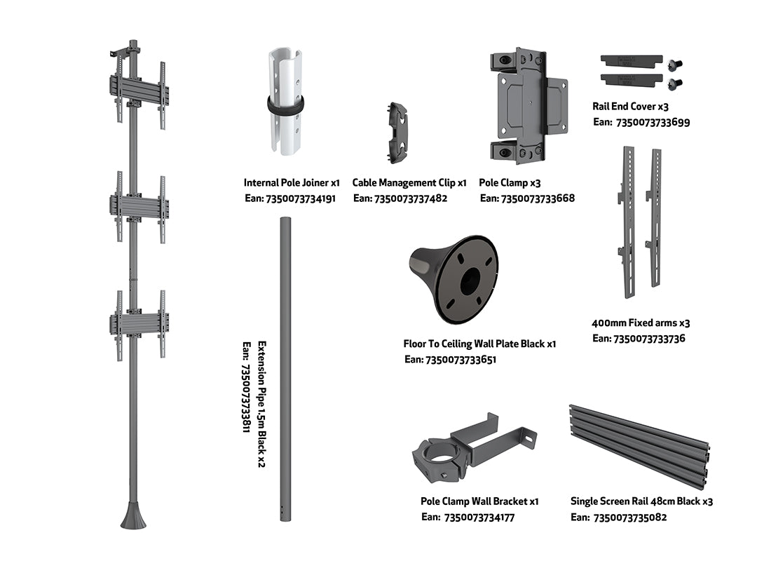 Multibrackets MBFW3U M 40"-65" Floor to Wall Mount Pro Wall Mount Bracket Multibrackets