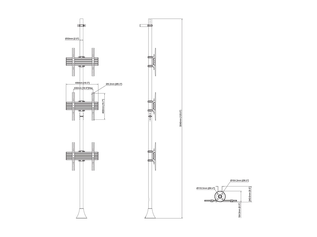 Multibrackets MBFW3U M 40"-65" Floor to Wall Mount Pro Wall Mount Bracket Multibrackets
