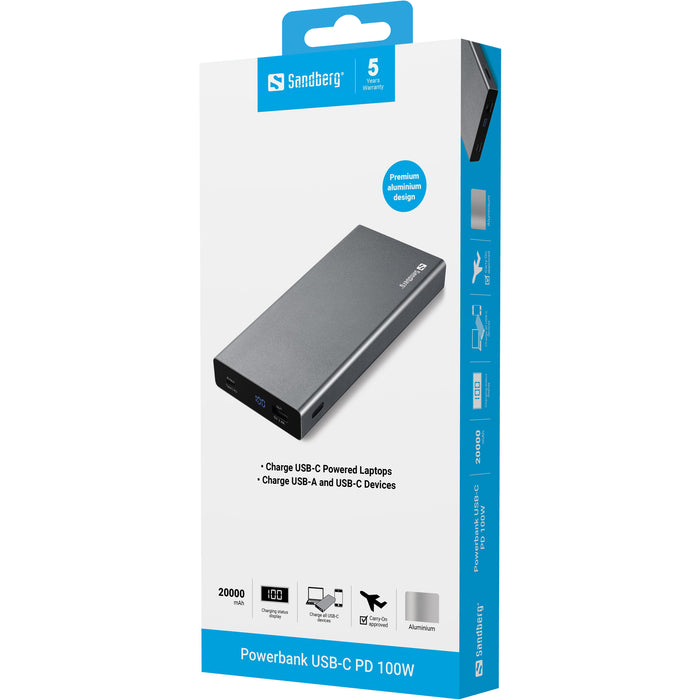 Sandberg 20000mAh USB-C PD 100W Powerbank | 420-52