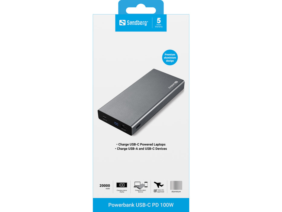 Sandberg 20000mAh USB-C PD 100W Powerbank | 420-52