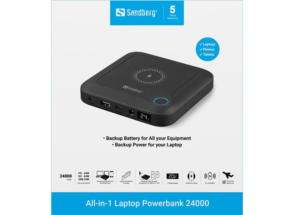 Sandberg 24.000 mAh All in One Laptop Powerbank | 420-57